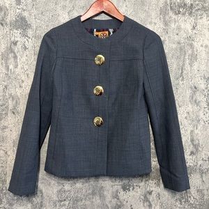 TORY BURCH gray blazer jacket with gold buttons professional look